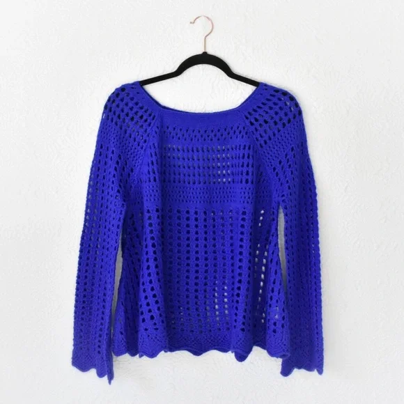 Ya Los Angeles Blue Open Knit Sweater - Picture 2 of 14